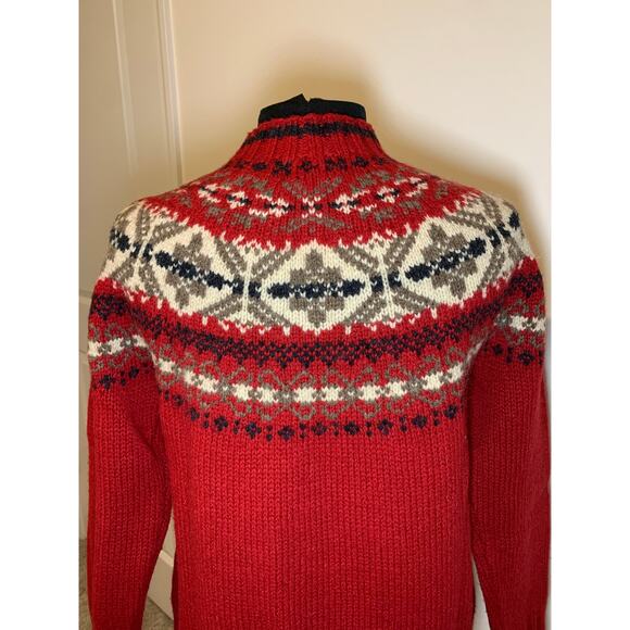 Eddie Bauer LEGEND red Fair Isle women's sweater in 100% wool Size Small heavy - Picture 5 of 10